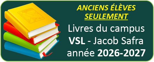 Livres 2026-2027 - Campus VSL - ANCIENS ÉLÈVES SEULEMENT